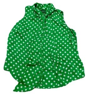 Lauren Ralph Lauren Silk Polka Dot Sleeveless Scarf Blouse Top Button Down 1X